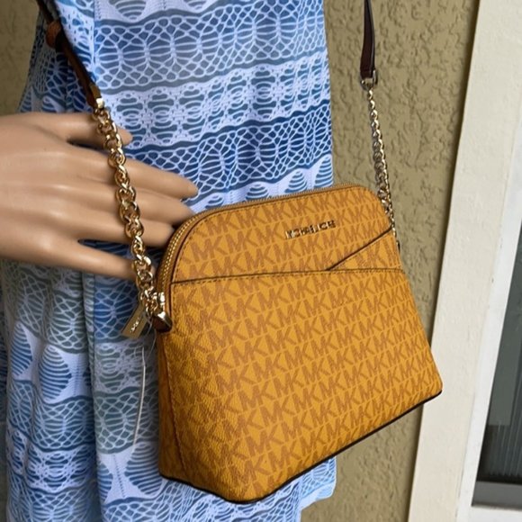 Michael Kors Jet Set Travel Medium Dome Crossbody Bag Marigold Multi - Picture 13 of 15